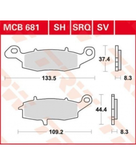 Dimensions plaquettes de freins composite TRW Lucas MCB681 chez Motokristen