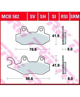 Dimensions plaquettes de freins composite TRW Lucas MCB582 chez Motokristen