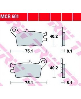 Dimensions plaquettes de freins composite TRW Lucas MCB601 chez Motokristen