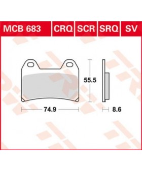 Dimensions plaquettes de freins composite TRW Lucas MCB683 chez Motokristen